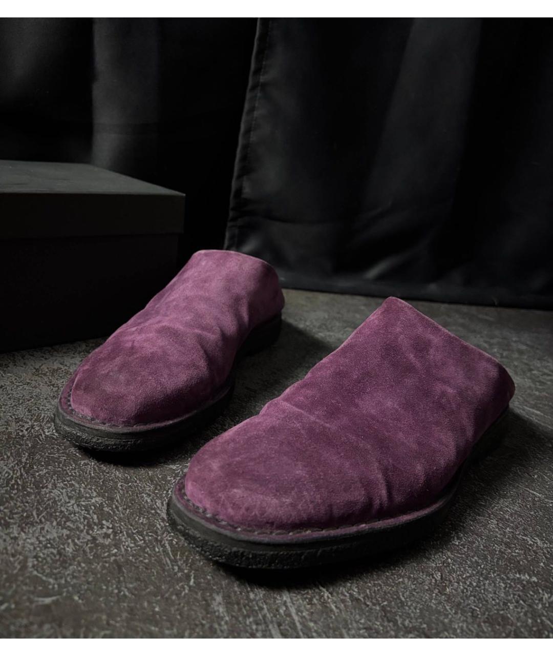 ANN DEMEULEMEESTER Фиолетовые нубуковые туфли, фото 3