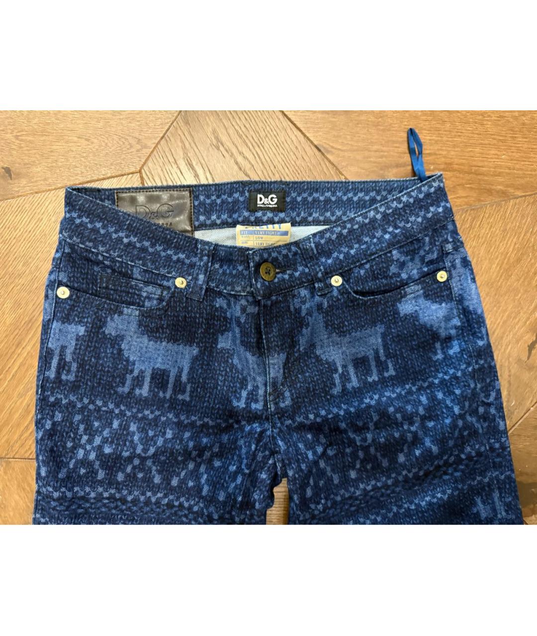 DOLCE&GABBANA Синие хлопко-эластановые джинсы слим, фото 3