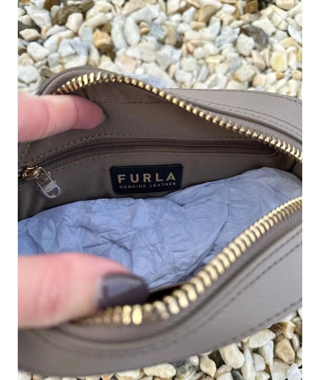 FURLA Серая кожаная сумка через плечо, фото 4