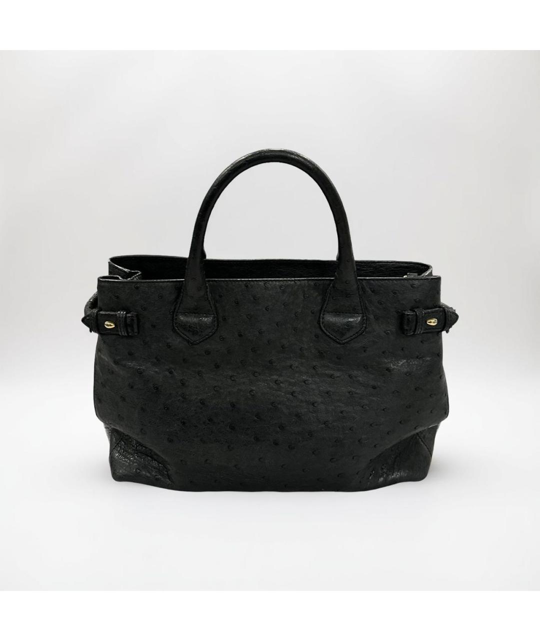 BURBERRY Черная сумка с короткими ручками из экзотической кожи, фото 3