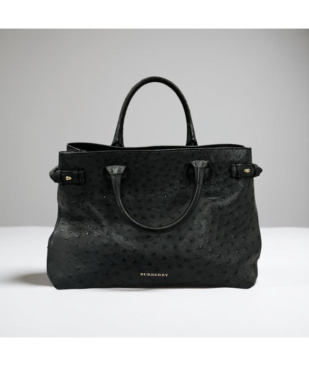 BURBERRY Черная сумка с короткими ручками из экзотической кожи, фото 6