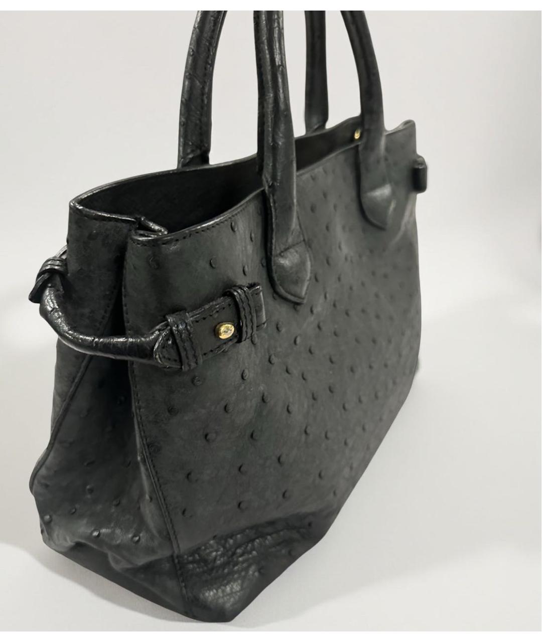 BURBERRY Черная сумка с короткими ручками из экзотической кожи, фото 2