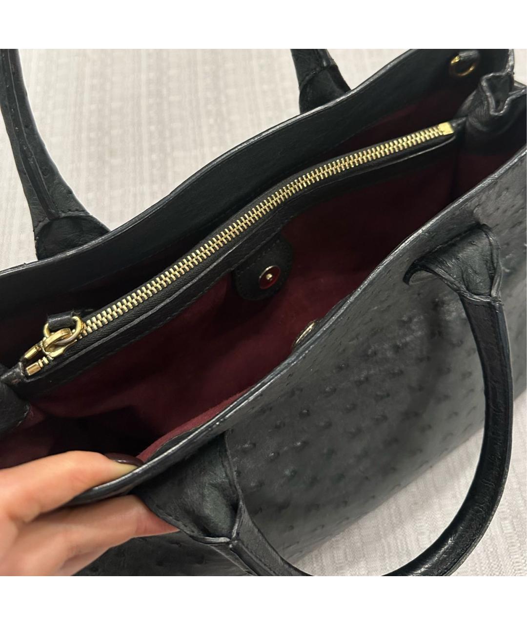 BURBERRY Черная сумка с короткими ручками из экзотической кожи, фото 4