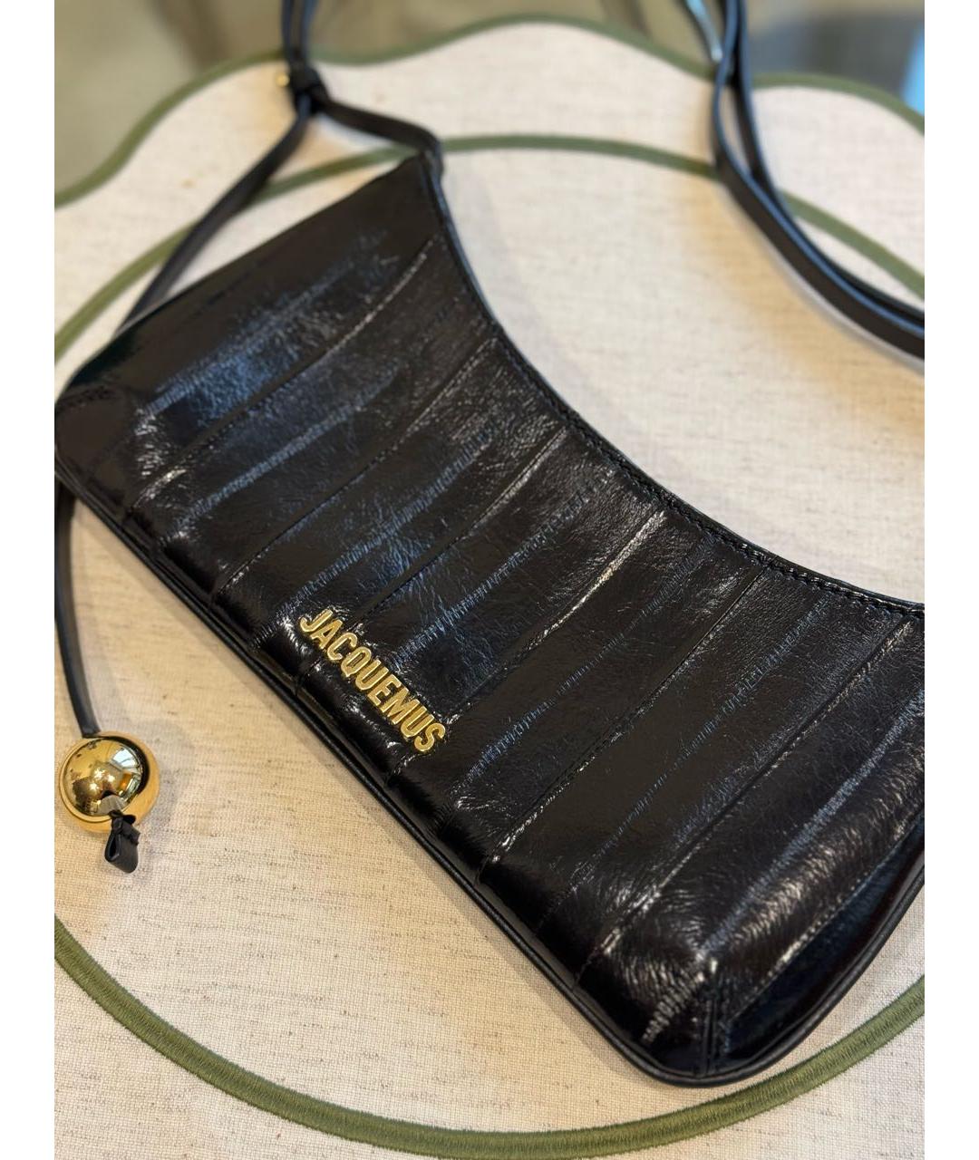 JACQUEMUS Черная кожаная сумка через плечо, фото 5