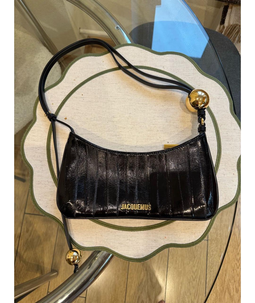 JACQUEMUS Черная кожаная сумка через плечо, фото 8