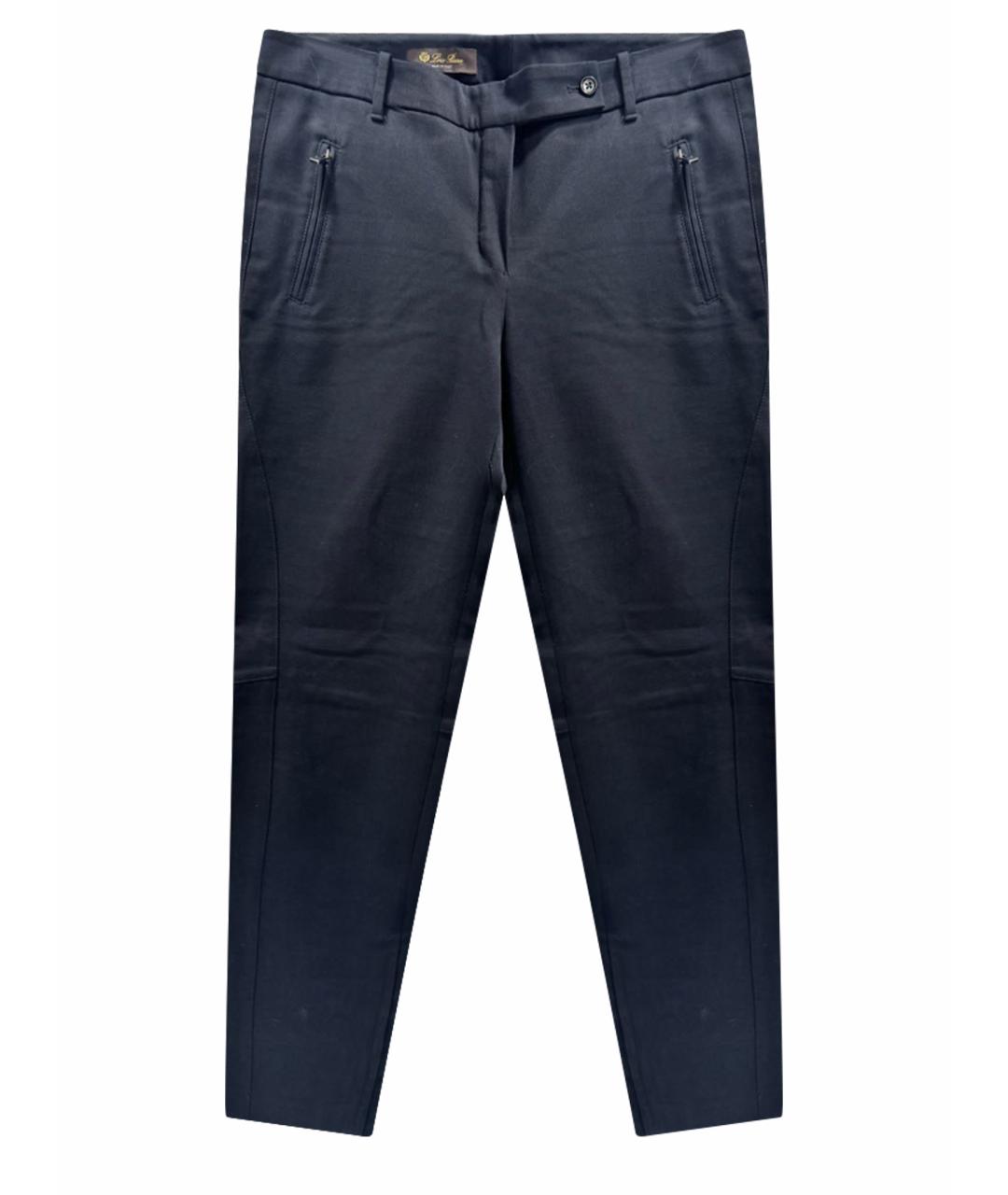 LORO PIANA Черные хлопковые прямые брюки, фото 1