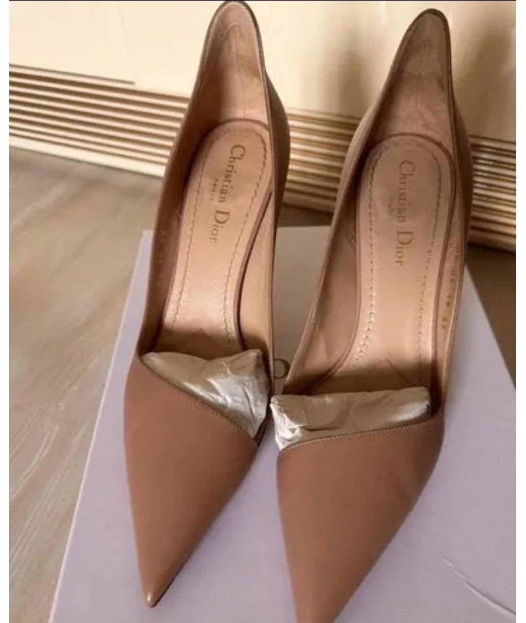 CHRISTIAN DIOR Бежевые кожаные туфли, фото 4