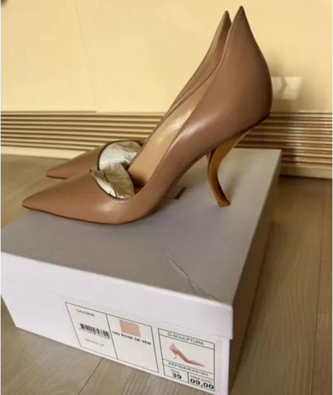 CHRISTIAN DIOR Бежевые кожаные туфли, фото 3