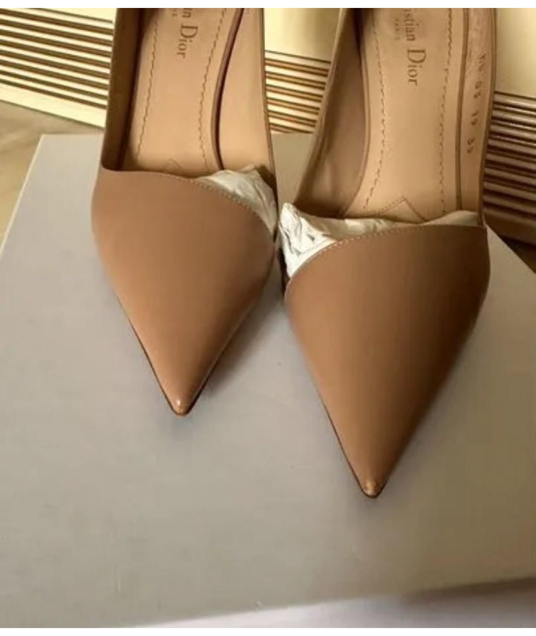 CHRISTIAN DIOR Бежевые кожаные туфли, фото 8
