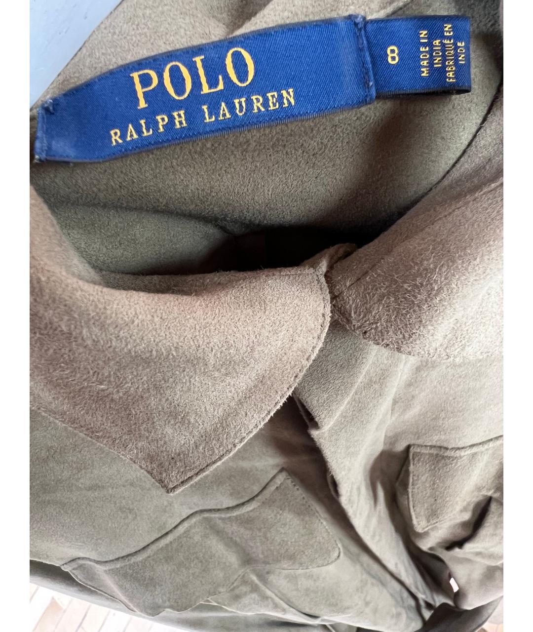 POLO RALPH LAUREN Хаки замшевое повседневное платье, фото 3