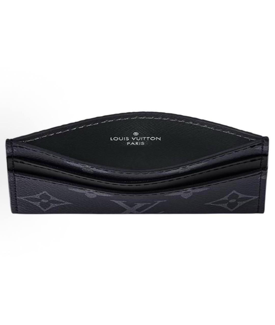 LOUIS VUITTON Черный кожаный кардхолдер, фото 4
