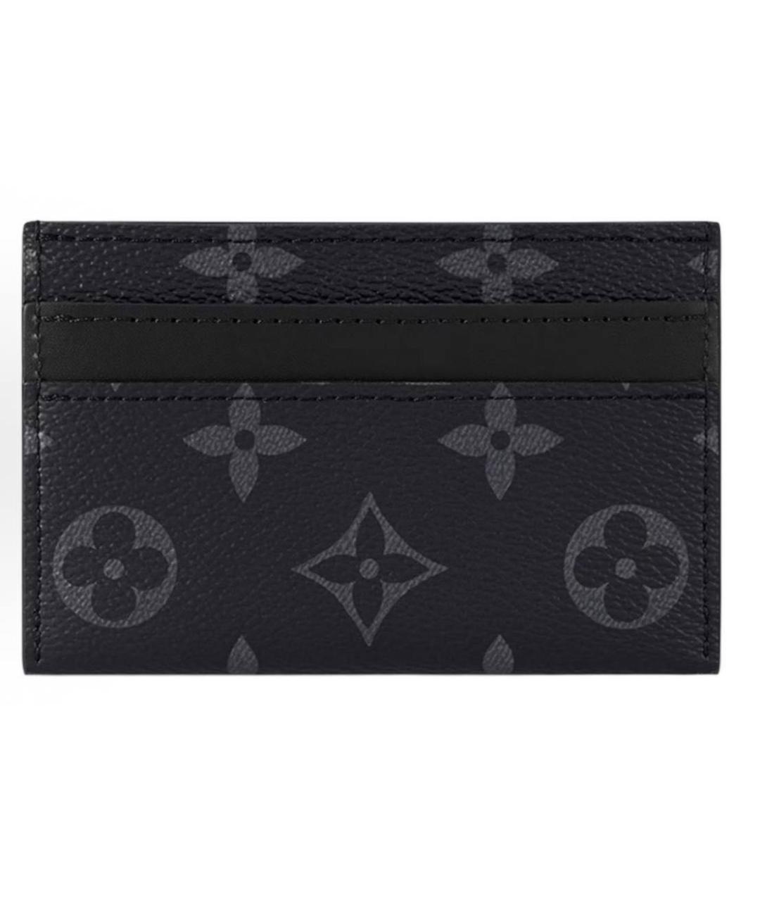 LOUIS VUITTON Черный кожаный кардхолдер, фото 3