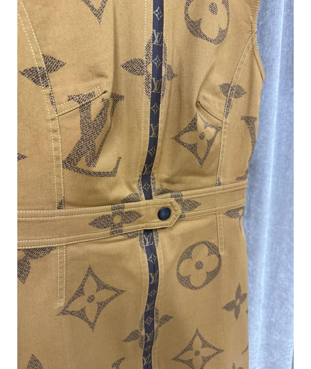 LOUIS VUITTON Горчичное хлопковое коктейльное платье, фото 4