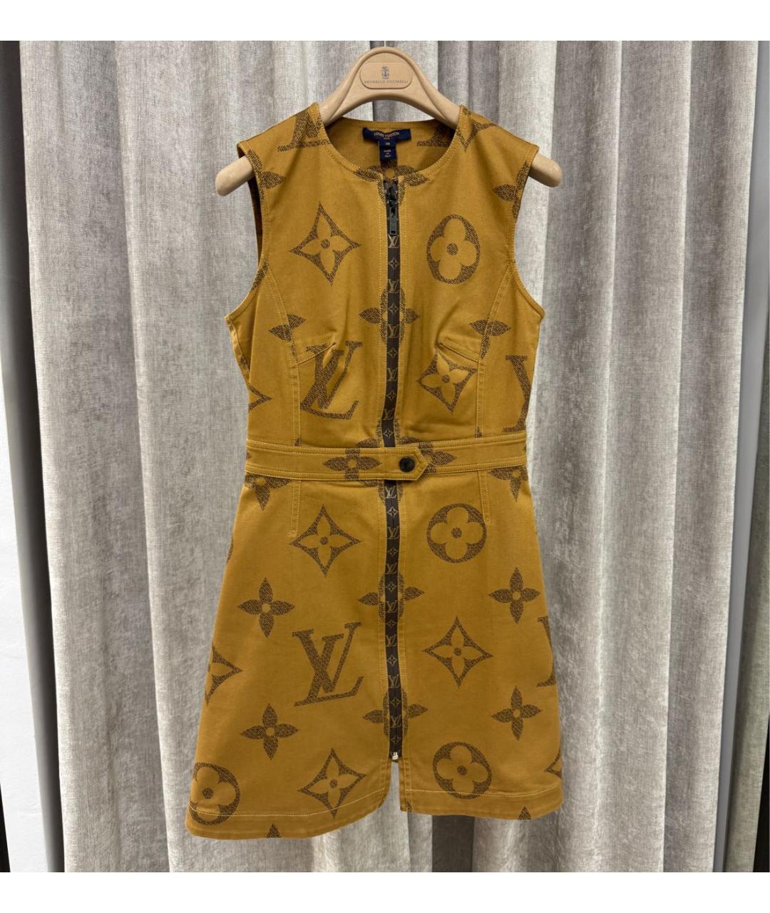 LOUIS VUITTON Горчичное хлопковое коктейльное платье, фото 5