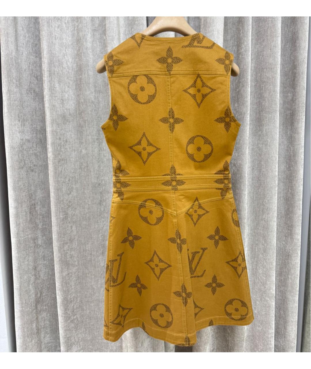 LOUIS VUITTON Горчичное хлопковое коктейльное платье, фото 2