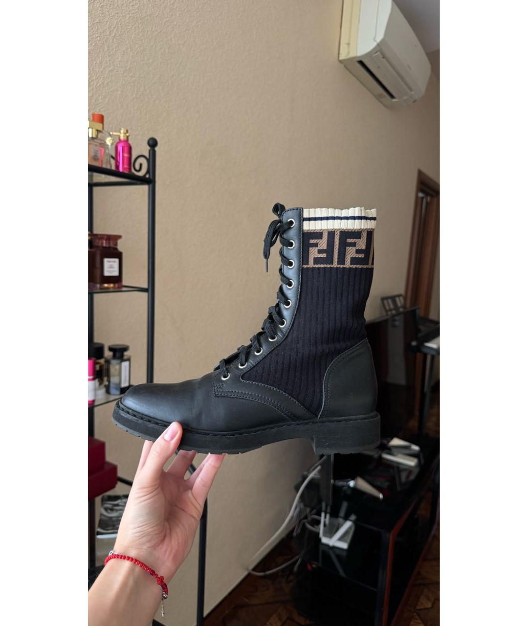 FENDI Черные кожаные полусапоги, фото 7
