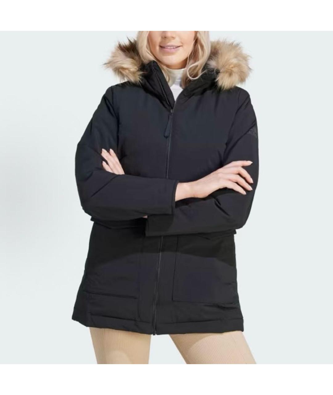 ADIDAS Черный полиамидовый пуховик, фото 2