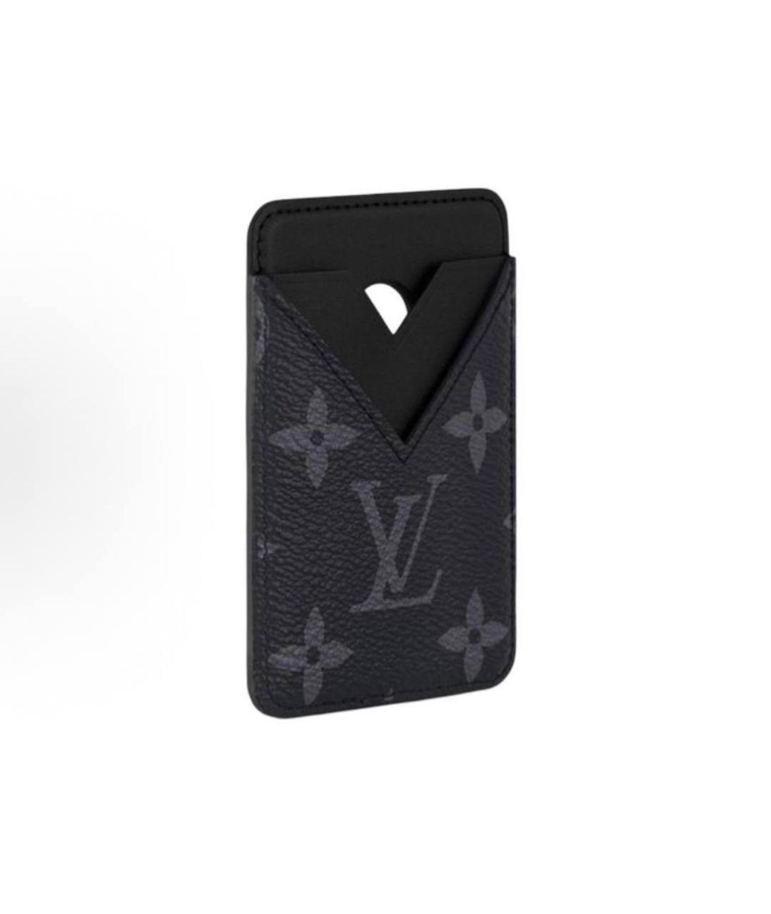LOUIS VUITTON Черный кожаный кардхолдер, фото 2