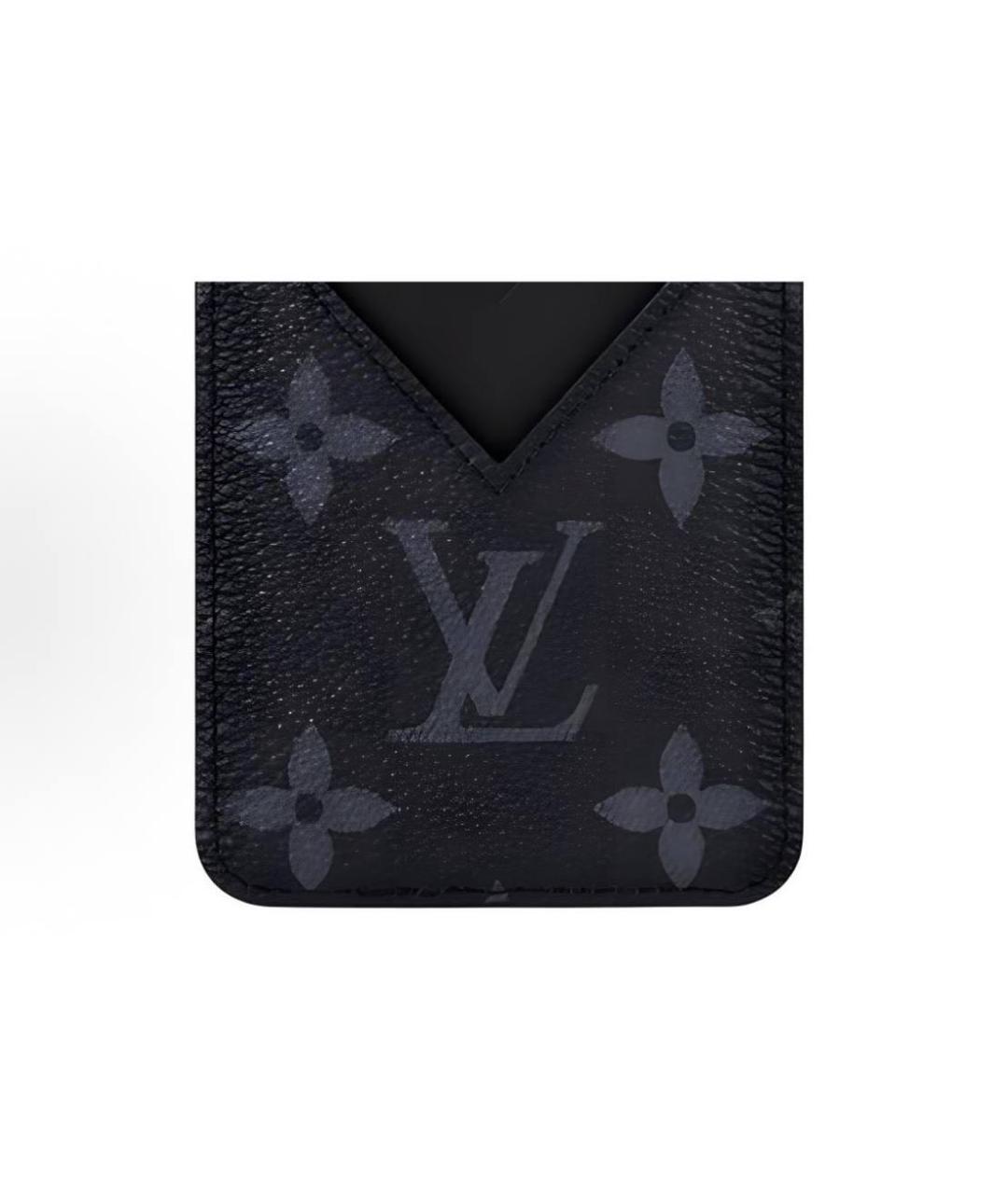 LOUIS VUITTON Черный кожаный кардхолдер, фото 4