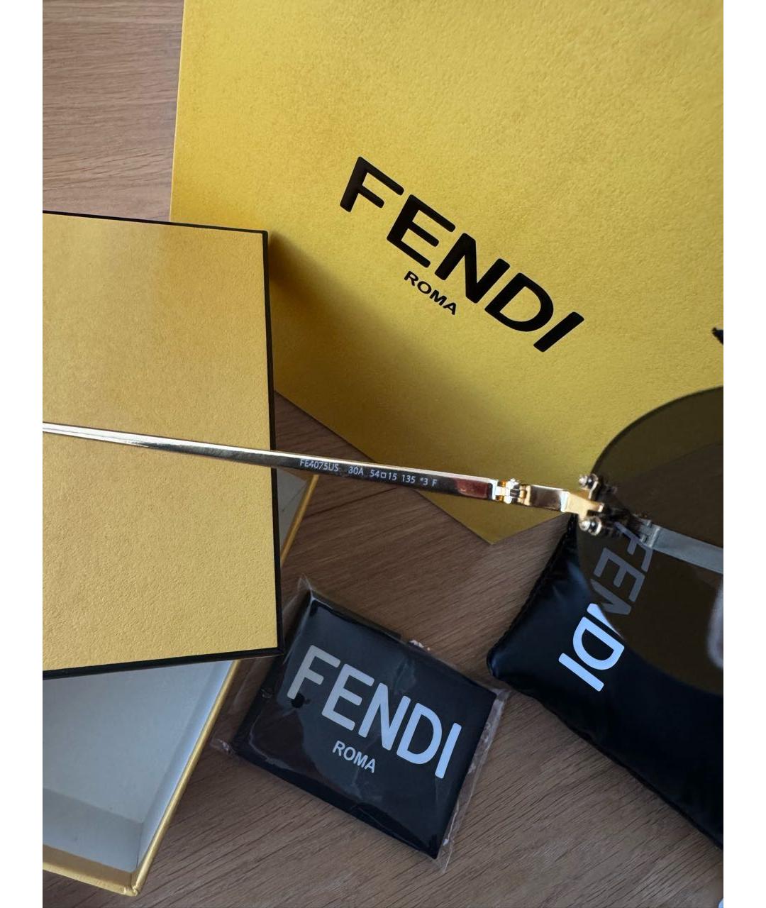 FENDI Черные металлические солнцезащитные очки, фото 7