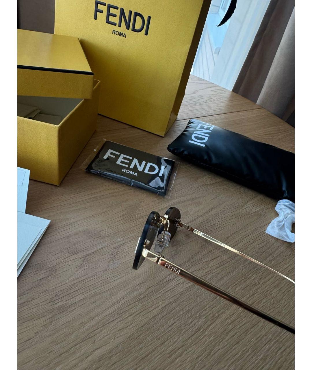 FENDI Черные металлические солнцезащитные очки, фото 3