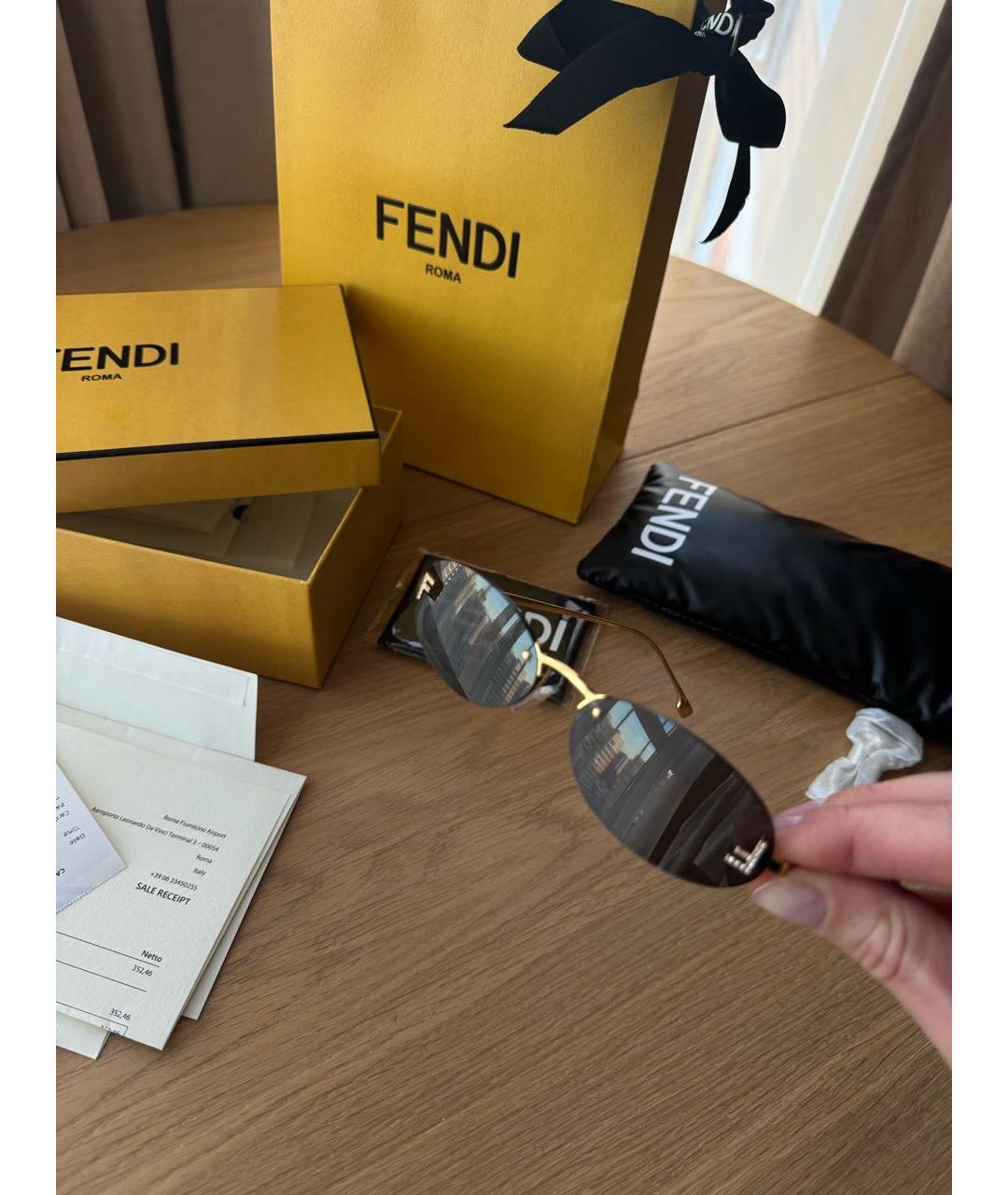 FENDI Черные металлические солнцезащитные очки, фото 4