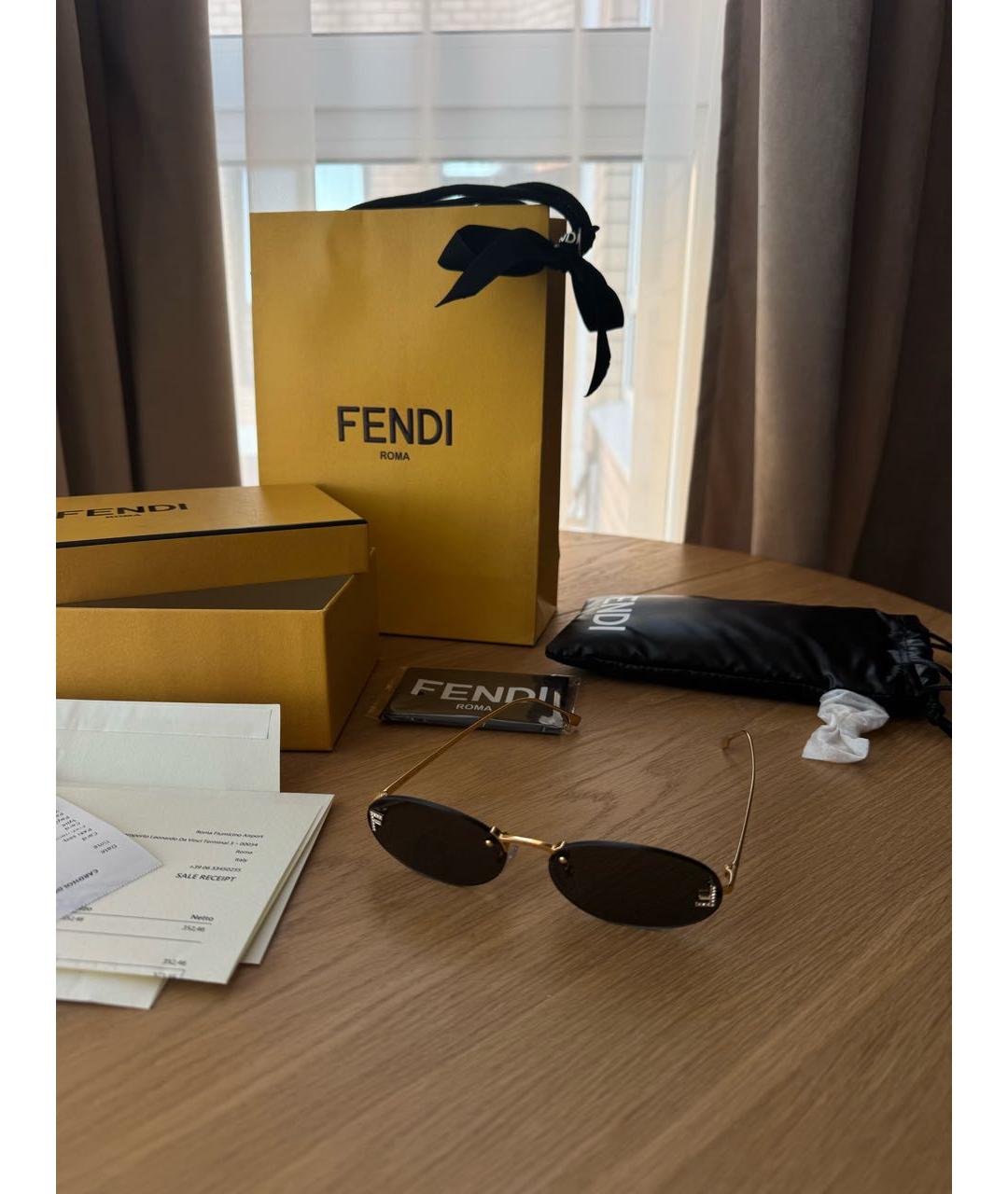 FENDI Черные металлические солнцезащитные очки, фото 5