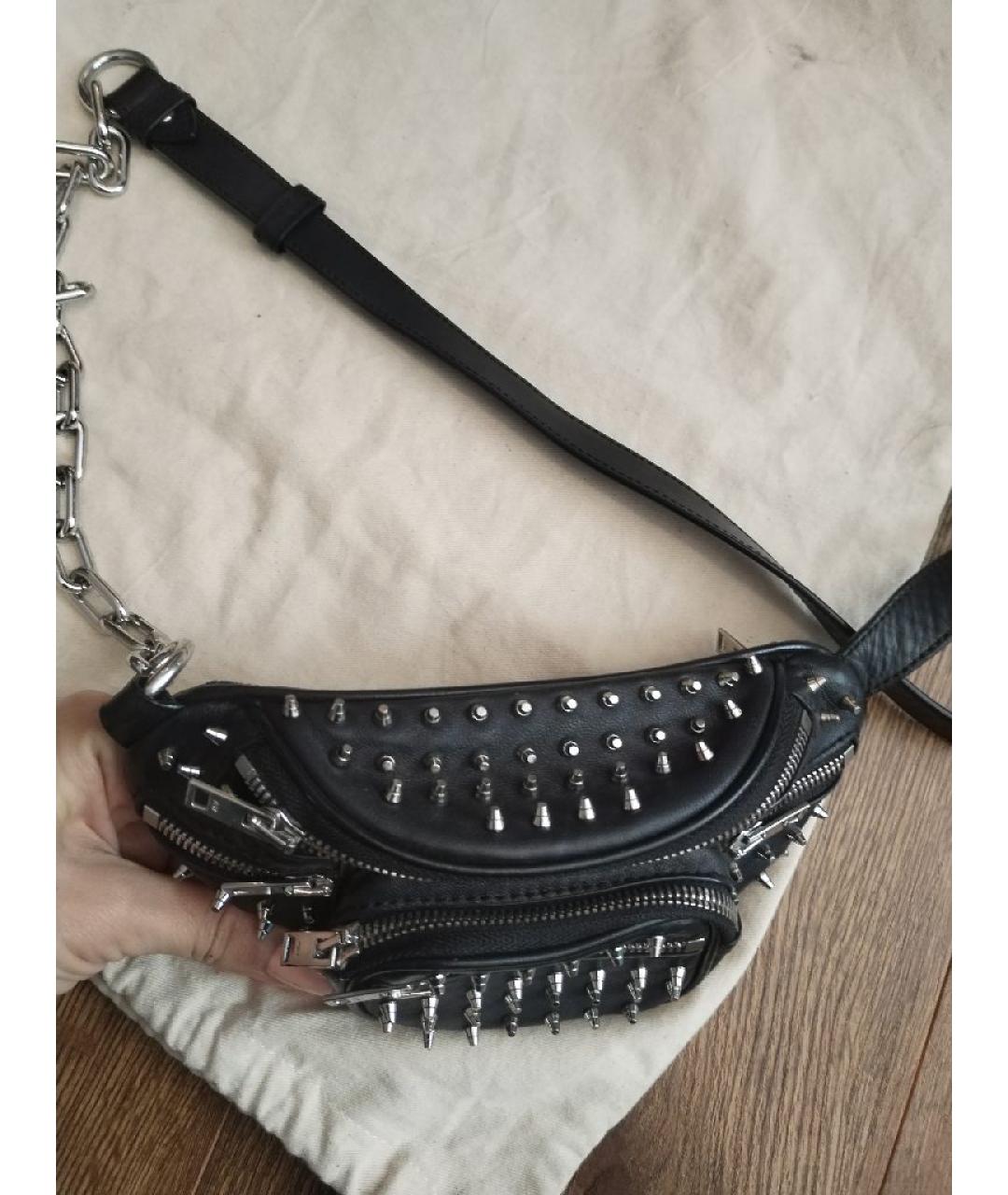 ALEXANDER WANG Черная кожаная поясная сумка, фото 4
