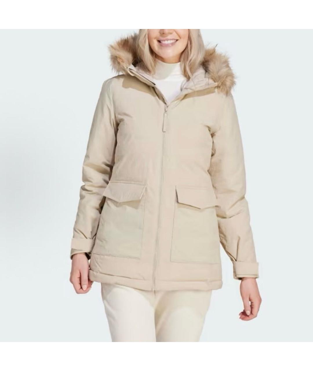 ADIDAS Бежевая полиамидовая парка, фото 2