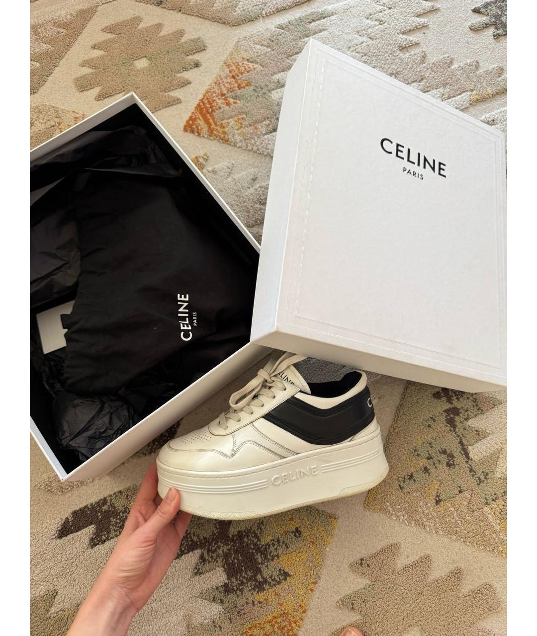 CELINE Белые кожаные кеды, фото 8
