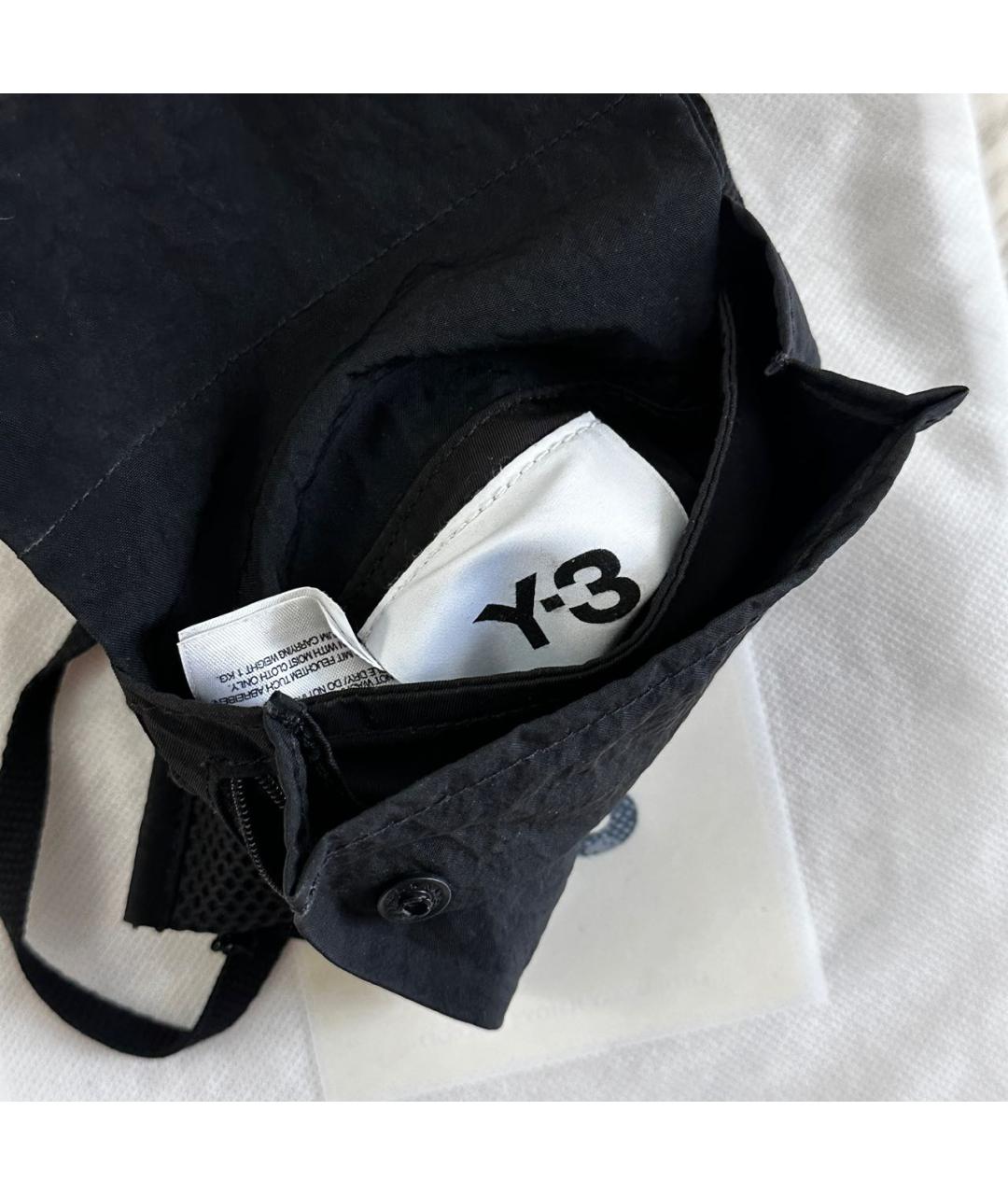 Y-3 Черная синтетическая сумка на плечо, фото 6