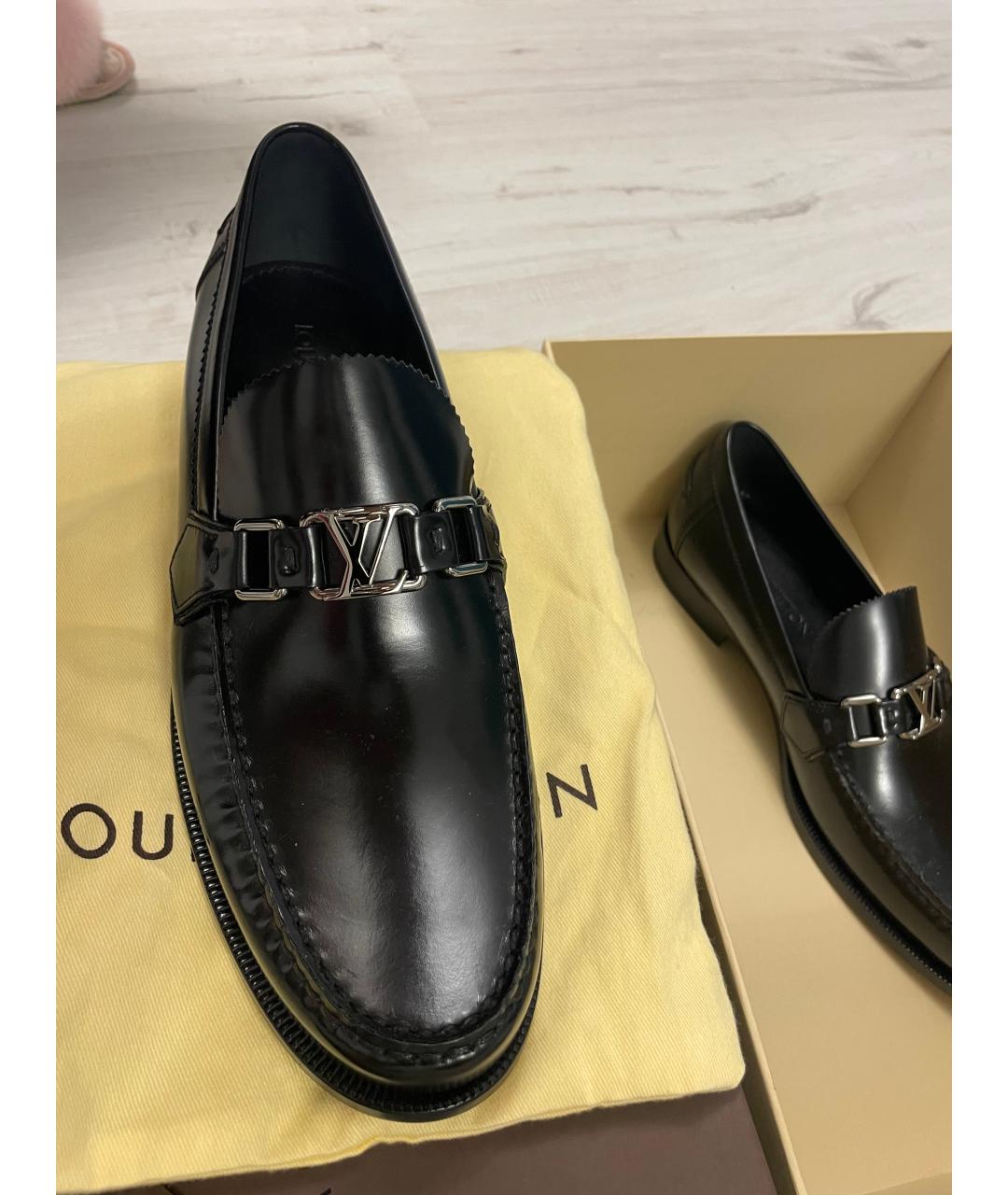 LOUIS VUITTON Черные кожаные мокасины, фото 2