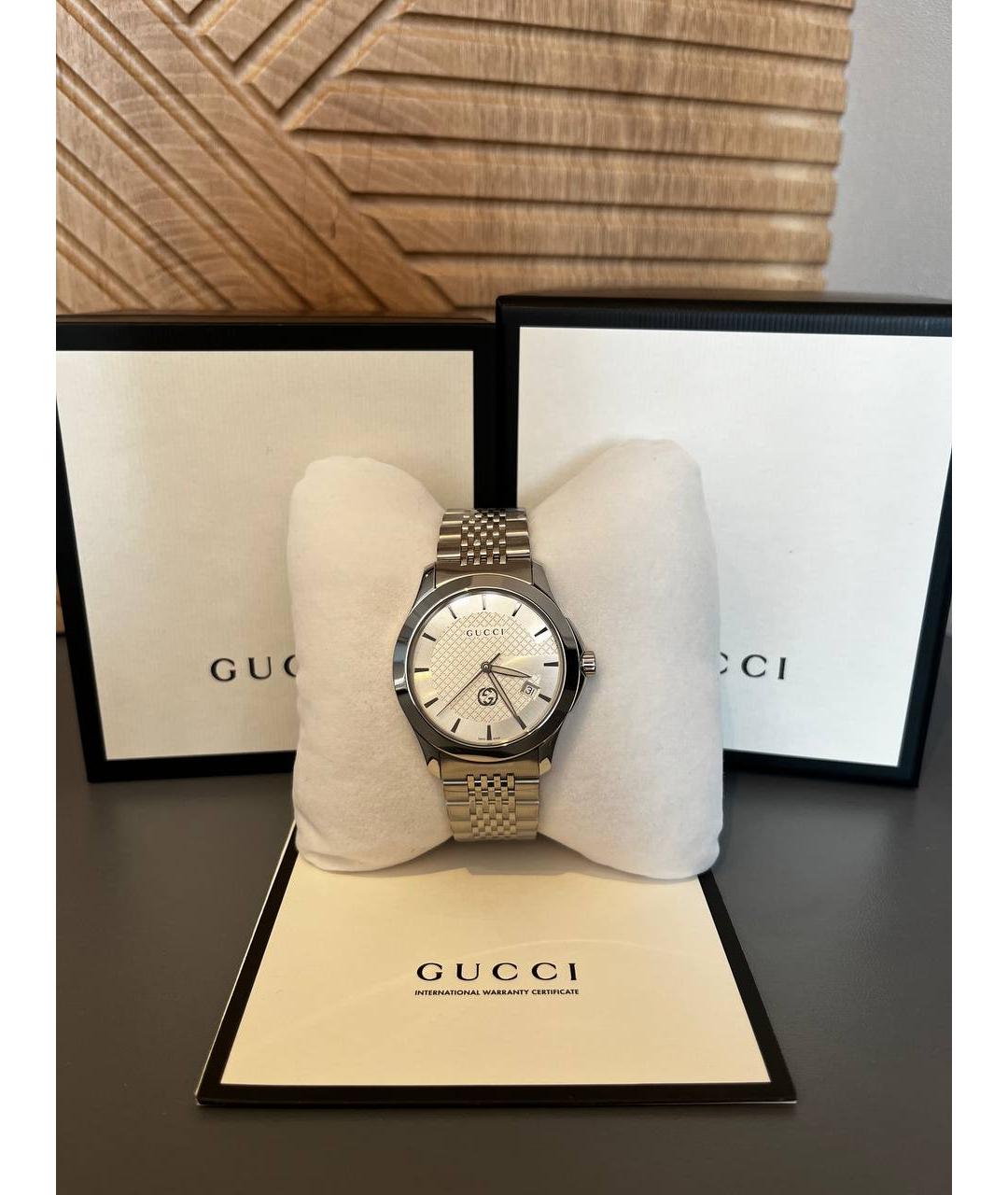 GUCCI Белые стальные часы, фото 5