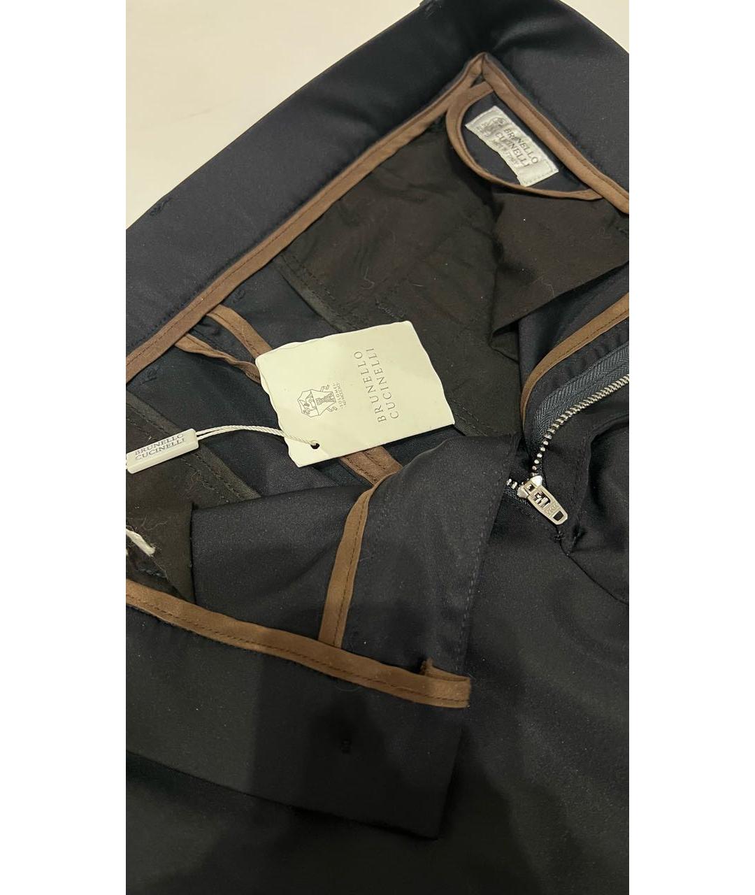 BRUNELLO CUCINELLI Черные хлопковые классические брюки, фото 3