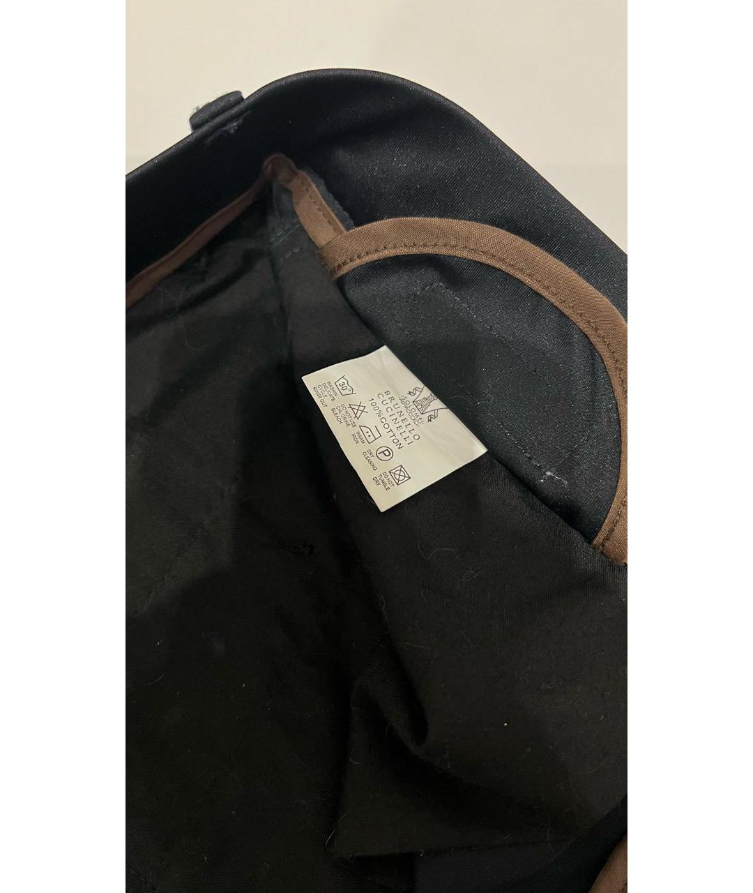 BRUNELLO CUCINELLI Черные хлопковые классические брюки, фото 6