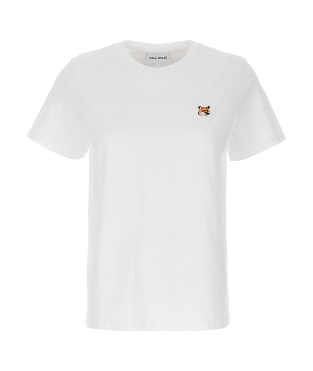 MAISON KITSUNE Белая хлопковая футболка, фото 1