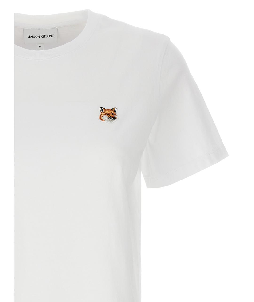 MAISON KITSUNE Белая хлопковая футболка, фото 3