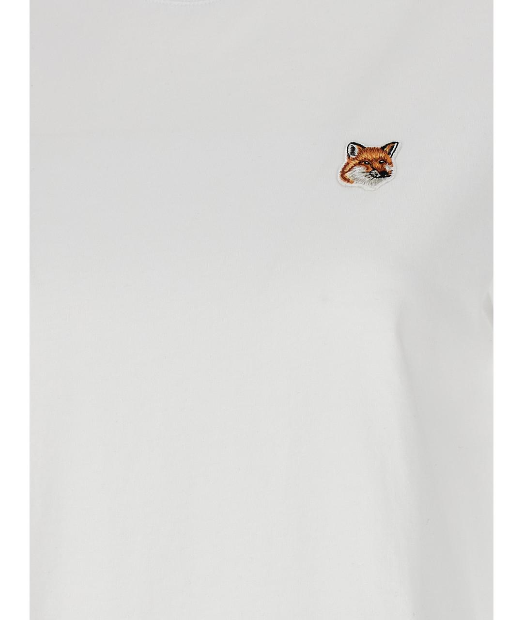 MAISON KITSUNE Белая хлопковая футболка, фото 4