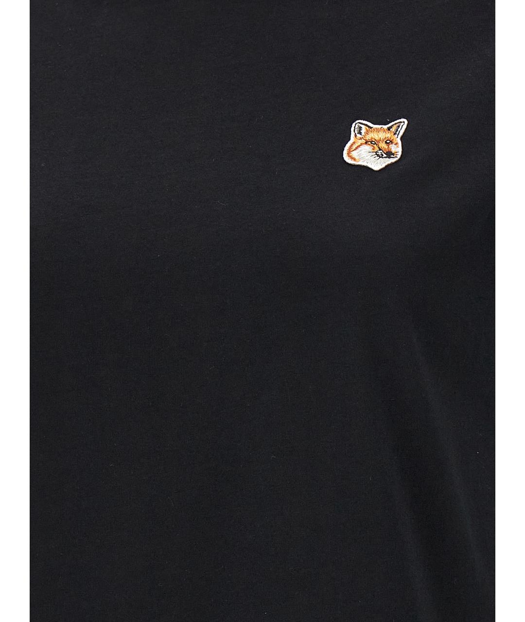 MAISON KITSUNE Черная хлопковая футболка, фото 4