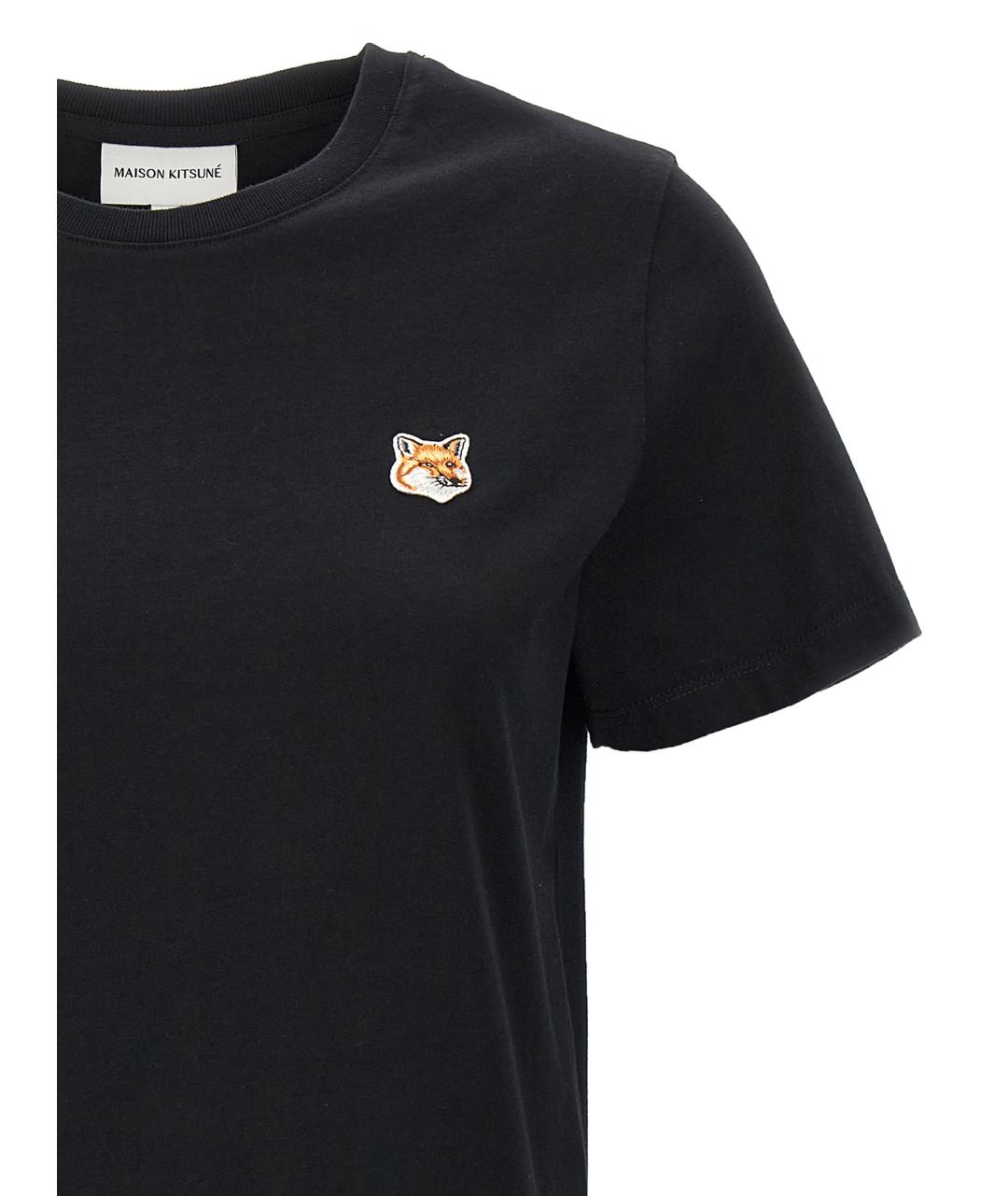 MAISON KITSUNE Черная хлопковая футболка, фото 3