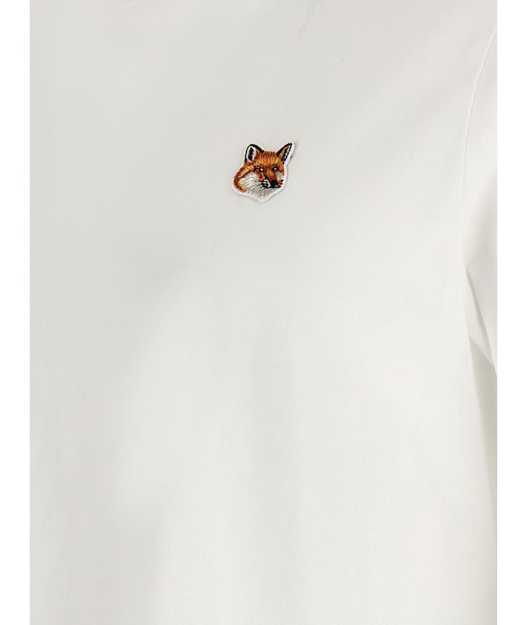 MAISON KITSUNE Белая хлопковая футболка, фото 4