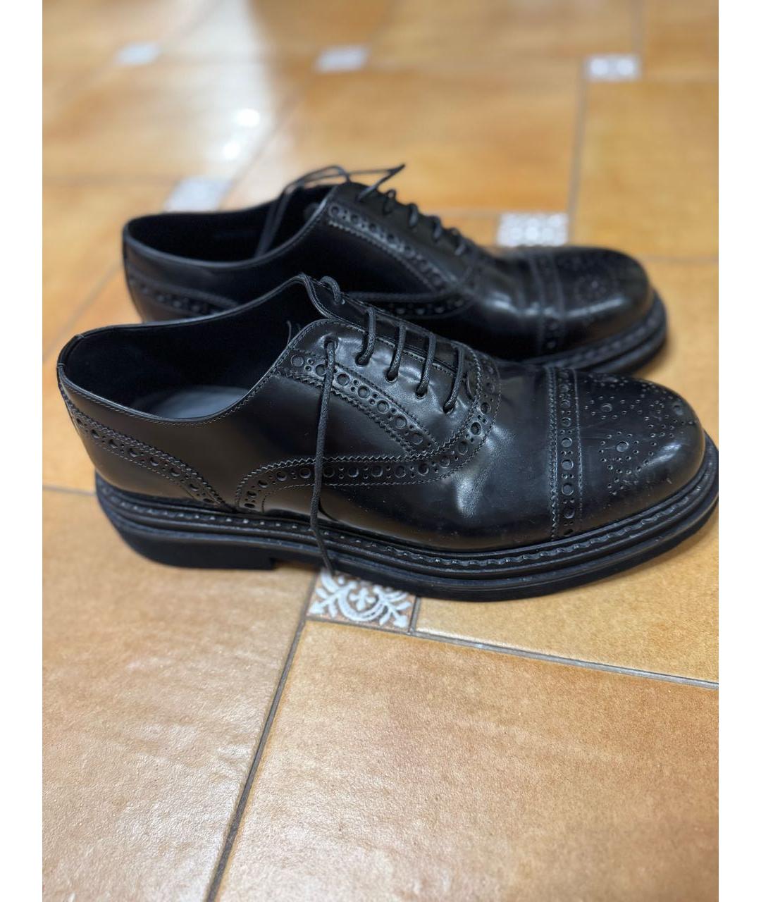 DOLCE&GABBANA Черные кожаные низкие ботинки, фото 6