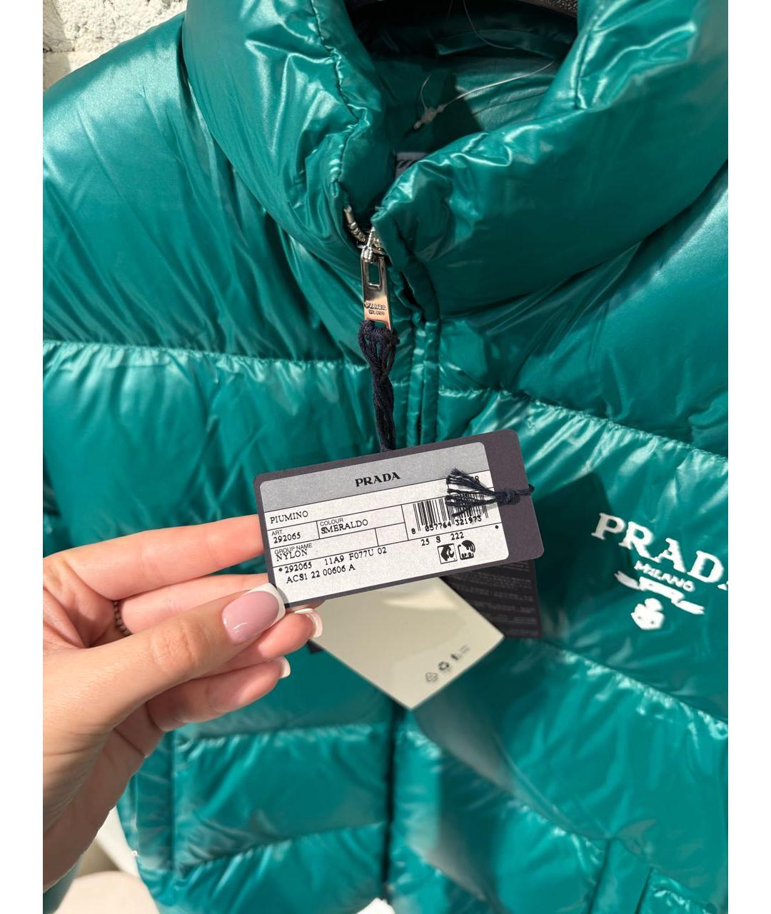 PRADA Зеленая полиэстеровая куртка, фото 4