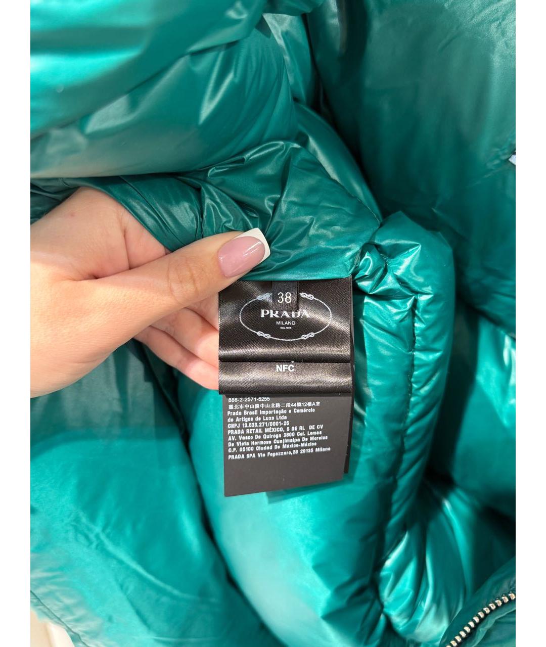 PRADA Зеленая полиэстеровая куртка, фото 5