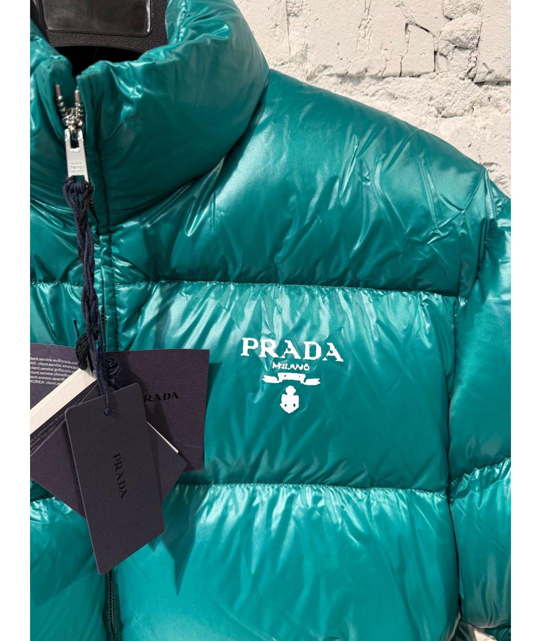 PRADA Зеленая полиэстеровая куртка, фото 3