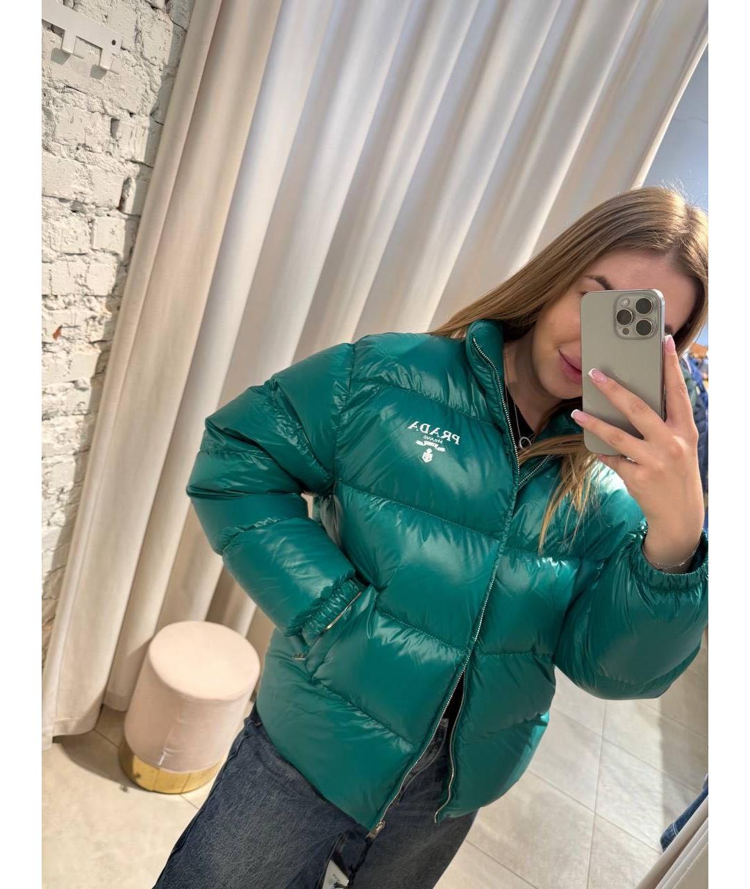 PRADA Зеленая полиэстеровая куртка, фото 7