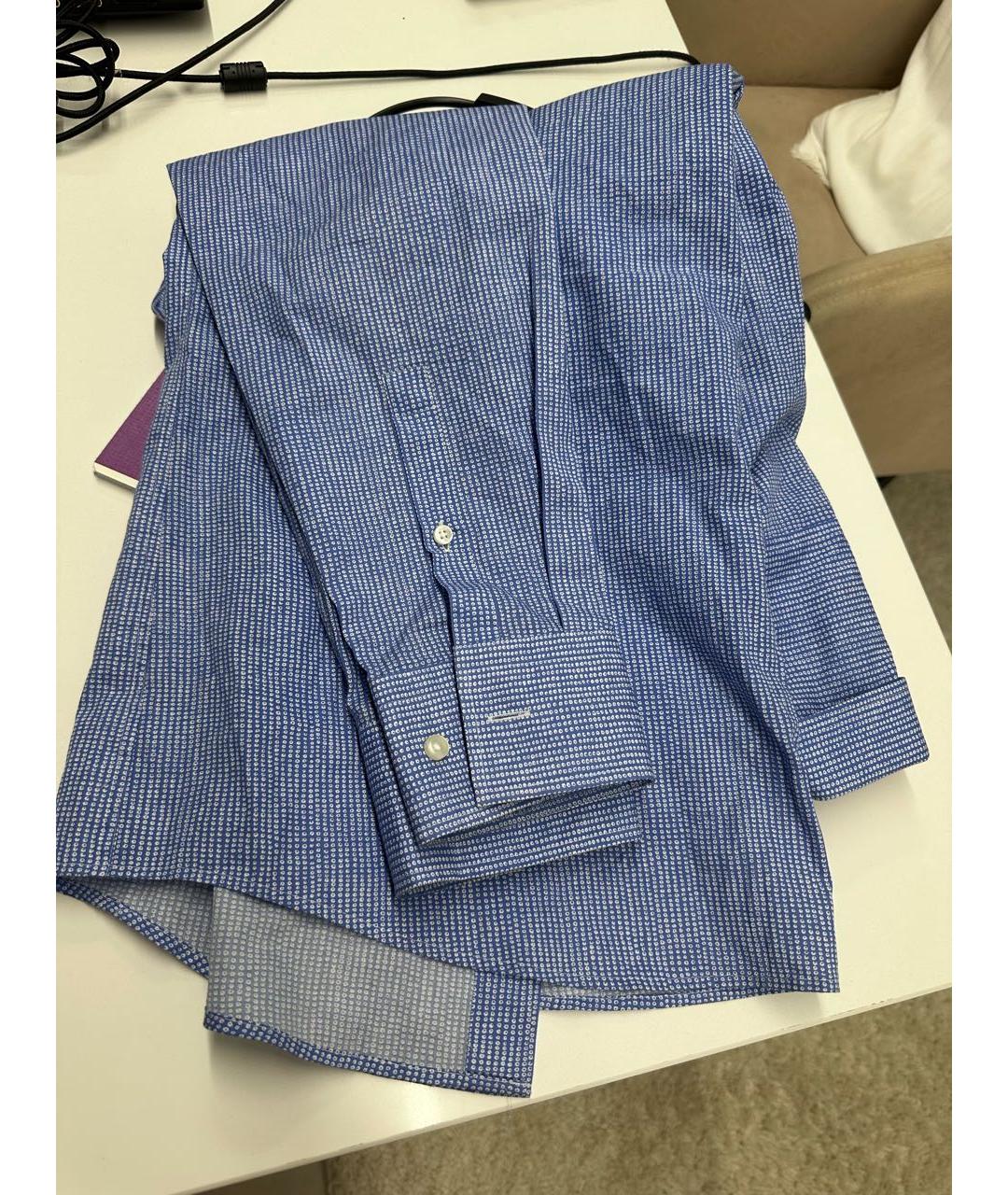 HUGO BOSS Голубая хлопковая кэжуал рубашка, фото 8