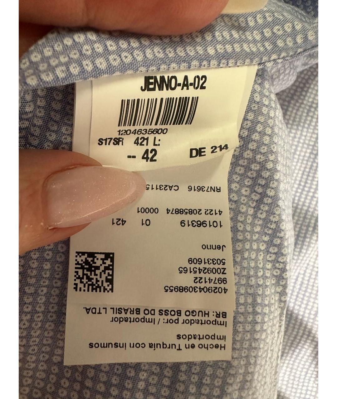 HUGO BOSS Голубая хлопковая кэжуал рубашка, фото 6