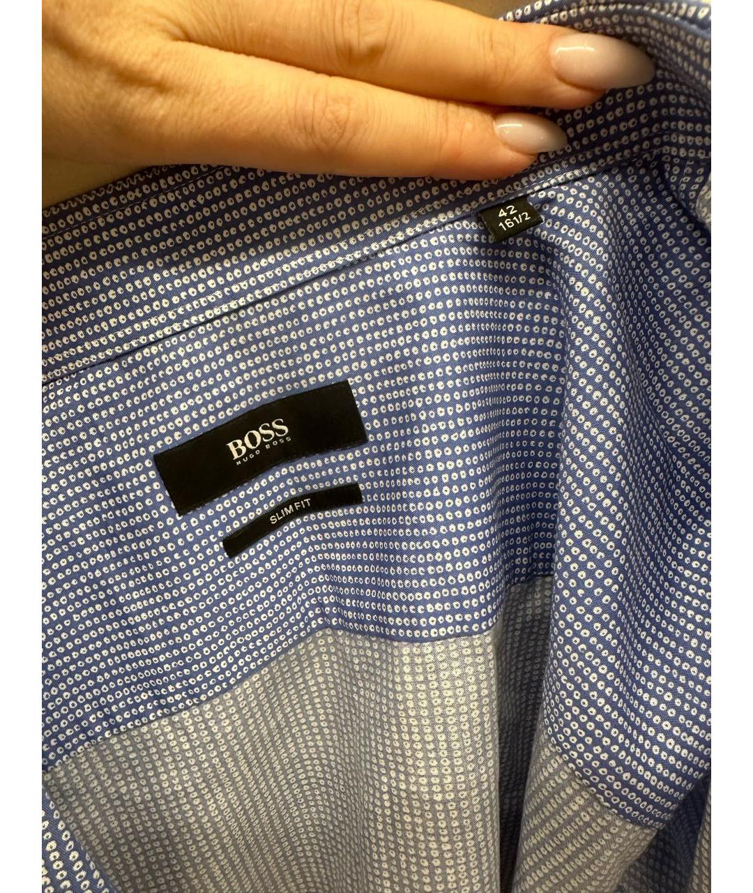 HUGO BOSS Голубая хлопковая кэжуал рубашка, фото 3