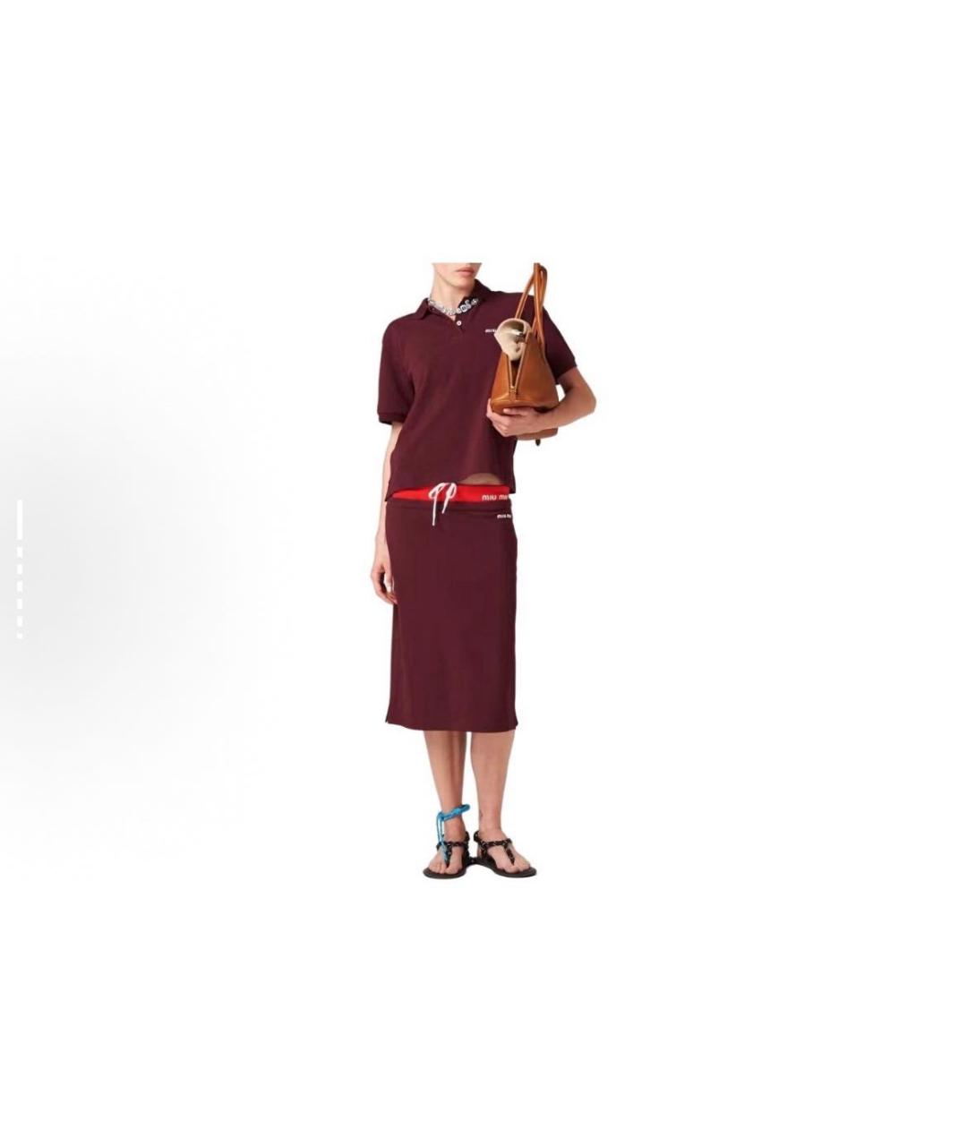 MIU MIU Бордовая хлопковая футболка, фото 3